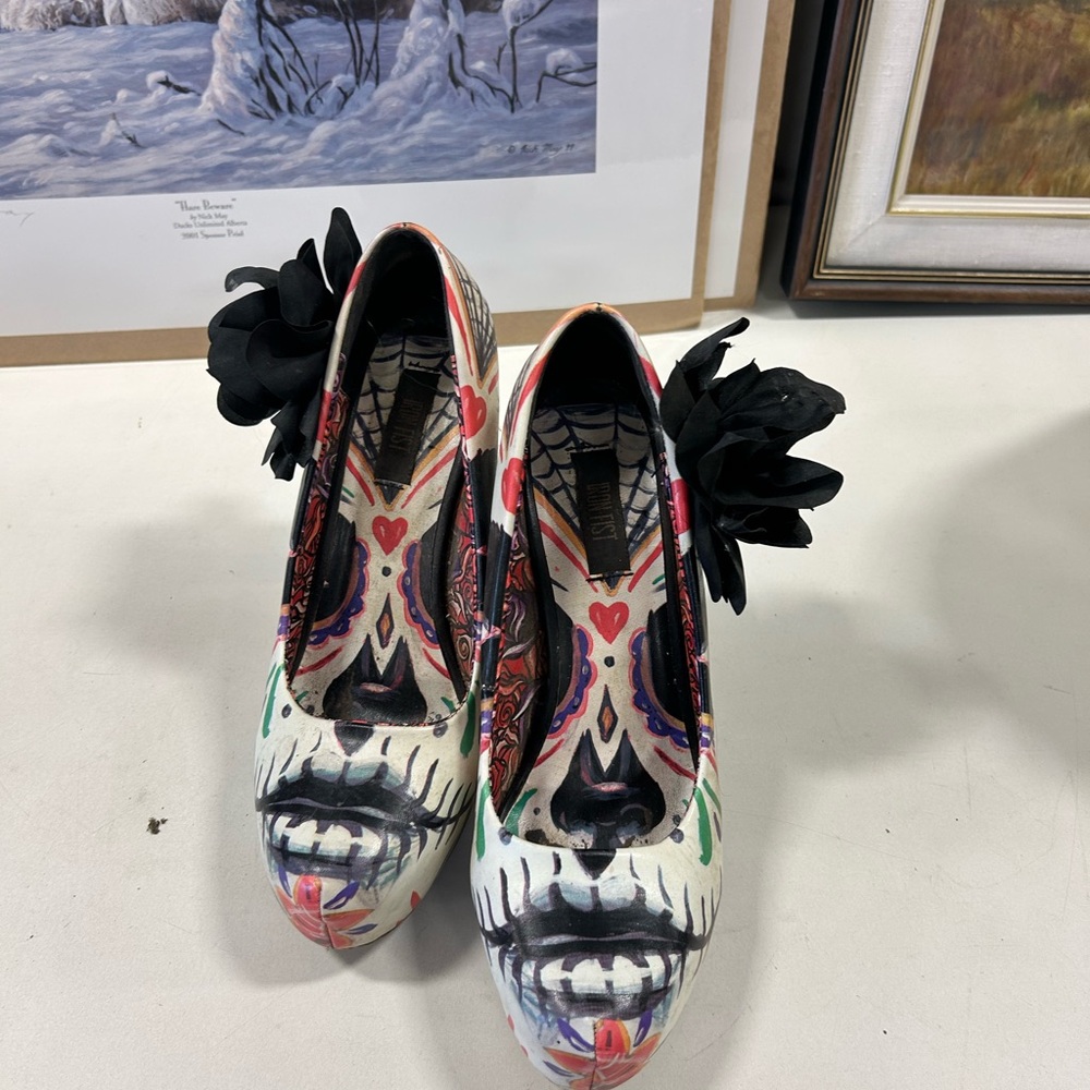Iron Fist Colorful Women's Shoes with Black Floral Accent